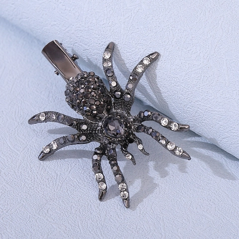 Halloween Spinne Haarklammer Gun Black Legierung Strass Gothic Entenschnabelclip Mode Punk Haarschmuck Für Damen Party Schmuck