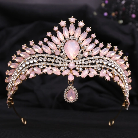 Couronne de Mariée de Luxe avec Strass et Cristal pour Femmes Diadème de Mariage Placcato Or Argent Style Palais Bijoux de Fête