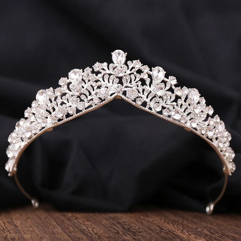 Tiara de Corona Nupcial de Aleación Barroca con Diamantes de Imitación para Mujer Accesorios de Boda Cristal Oro Plata