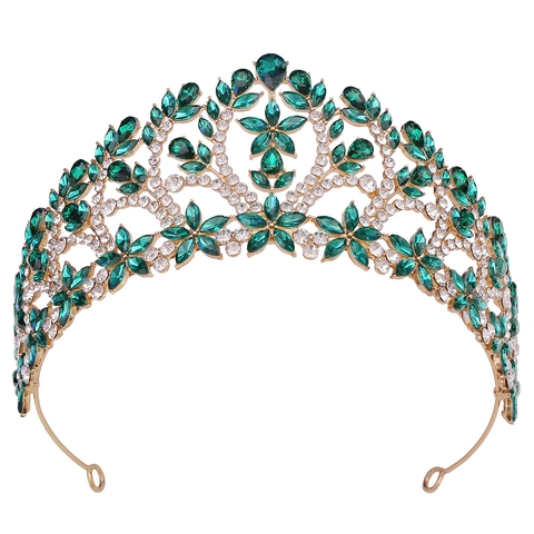 Corona da Sposa Barocca Tiara in Strass Lega Galvanica Matrimonio Concorso Fascia Vintage Floreale Copricapo Gioielli Donna