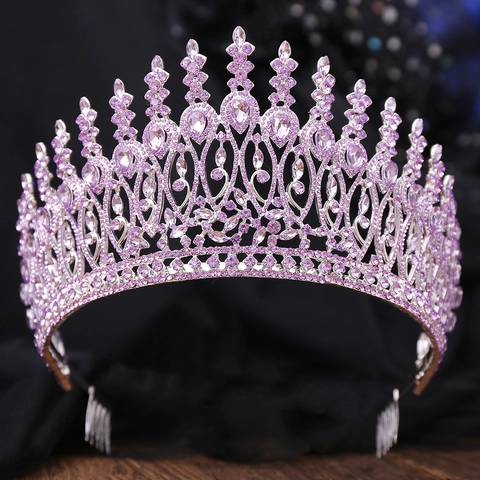 Baroque Alloy Rhinestone Crown Tiara Crystal Pageant Headpiece For Wedding Bridal Party Birthday Women Vintage Jewelry Accessory Hair Ornament Headwear Gift