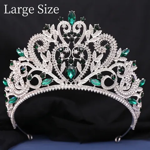 Lussuosa Corona in Strass a Forma di Cuore Barocca per Donna Diadema Placcato in Oro Argento in Lega per Accessori per Feste di Matrimonio e Compleanno