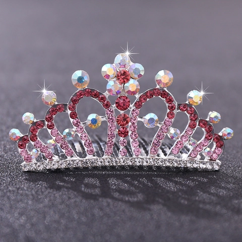 Bambini Corona da Principessa Coreana Tiara Pettine per Capelli Lega Strass Multicolore Accessori per Capelli Compleanno Festa Gioielli per Ragazze