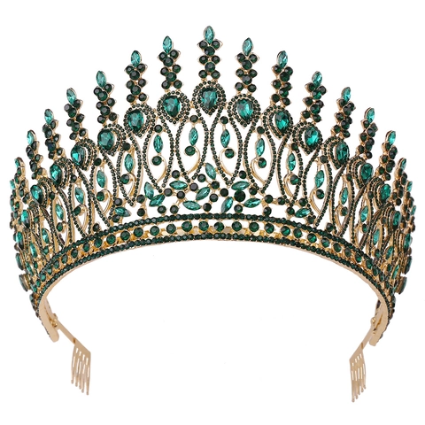 Baroque Alloy Rhinestone Crown Tiara Crystal Pageant Headpiece For Wedding Bridal Party Birthday Women Vintage Jewelry Accessory Hair Ornament Headwear Gift