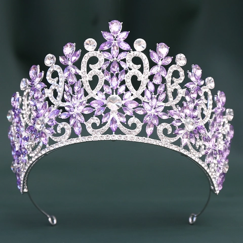 Tiara da Sposa Barocca Donna Vintage Lega Strass Cristallo Corona Nuziale Festa di Matrimonio Compleanno Prom Copricapo