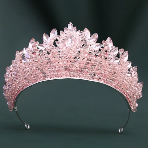 Corona da Sposa di Lusso in Lega con Strass e Cristallo Artificiale per Donna Tiara Vintage Fatta a Mano con Perline per Matrimonio