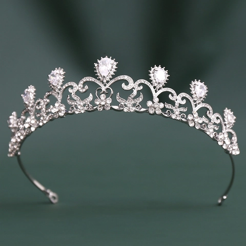 Tiara a Corona in Zirconia Barocca per Donna Principessa Copricapo in Strass per Matrimonio Compleanno Festa Sposa Accessori Capelli
