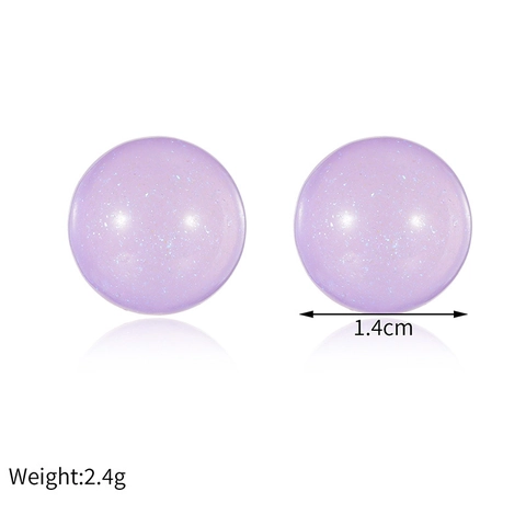 Orecchini a Bottone Tondi in Resina Color Caramella Minimalisti per Donna Glitter Scintillanti Macaron Orecchini a Sfera Geometrici