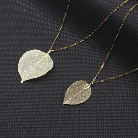 Collana Con Ciondolo Foglia Vera Naturale Per Donna Catena In Acciaio Inossidabile Collana Lunga Per Maglione Regalo Di Natale Gioielli Foglia Oro Argento
