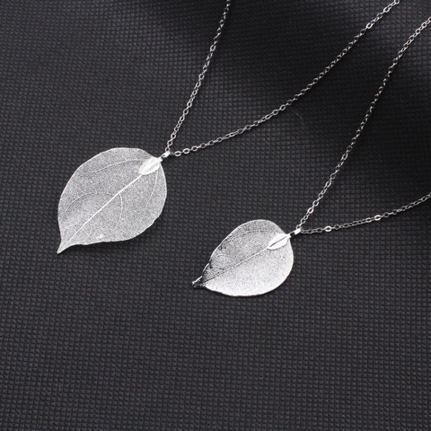 Collana Con Ciondolo Foglia Vera Naturale Per Donna Catena In Acciaio Inossidabile Collana Lunga Per Maglione Regalo Di Natale Gioielli Foglia Oro Argento
