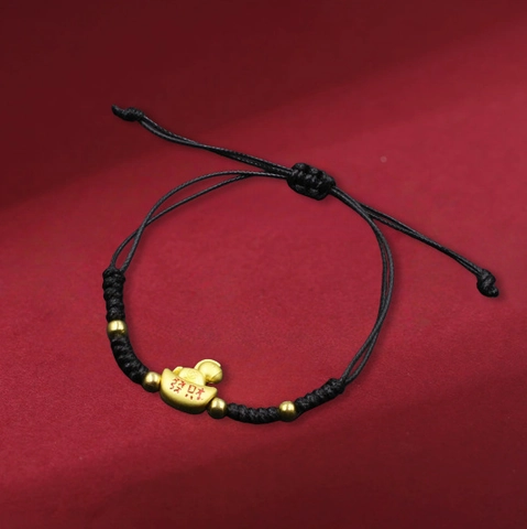 Pulsera de Cuerda Trenzada a Mano Con Amuleto de Lingote de Aleación de Zinc Suerte Prosperidad Pulsera Ajustable Regalo