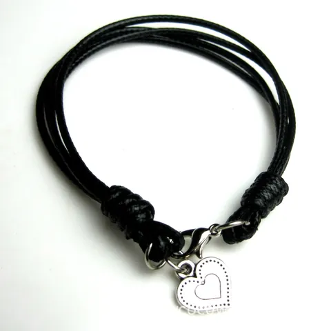 Bracciale Vintage in Pelle Intrecciata con Ciondolo a Cuore per Uomo Donna Punk Semplice Regolabile Stile Coreano Gioielli Regalo