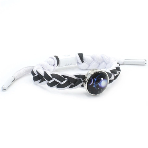 Handmade Braided Shoelace Bracelet Twelve Zodiac Constellations Starry Sky Galaxy Glass Cabochon Charm Bracelet Adjustable Wristband Unisex Jewelry