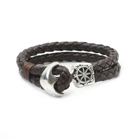 Vintage Nautischer Anker Steuerrad Gewebtes Armband Für Herren Damen Leder Nylon Kordel Mehrlagiges Punk Armband Schmuck Geschenk