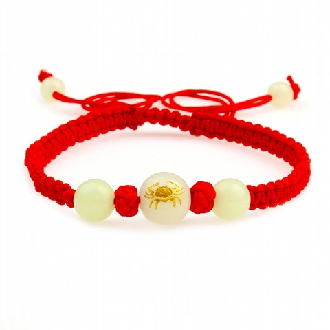 Braccialetto In Corda Rossa Intrecciata A Mano Con Perle Di Pietra Zodiacale Luminosa Regolabile In Corda Intrecciata Gioielli