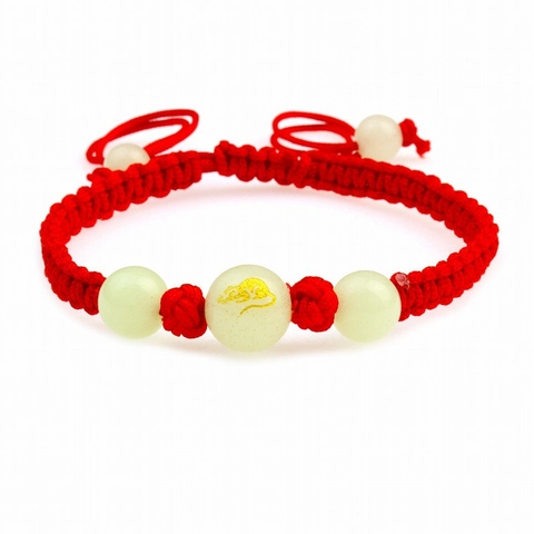 Braccialetto In Corda Rossa Intrecciata A Mano Con Perle Di Pietra Zodiacale Luminosa Regolabile In Corda Intrecciata Gioielli