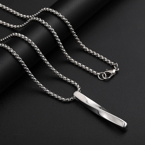 Modern Stainless Steel Necklace With Spiral Twist Bar Pendant Hip Hop Titanium Steel Jewelry For Unisex Everyday Wear