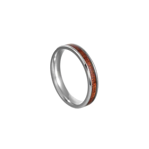 Anillo Vintage de Acero Inoxidable Con Incrustación de Madera Natural Para Hombre Mujer Pareja Anillo Geométrico Pulido Minimalista Joyería