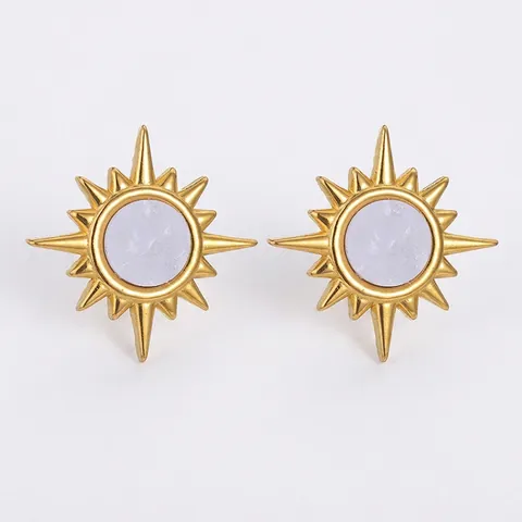Edelstahl Stern Sonne Ohrstecker Damen Minimalistische Geometrische Achtzackige Stern Ohrringe Täglich Schmuck Zubehör Mode Ohrstecker