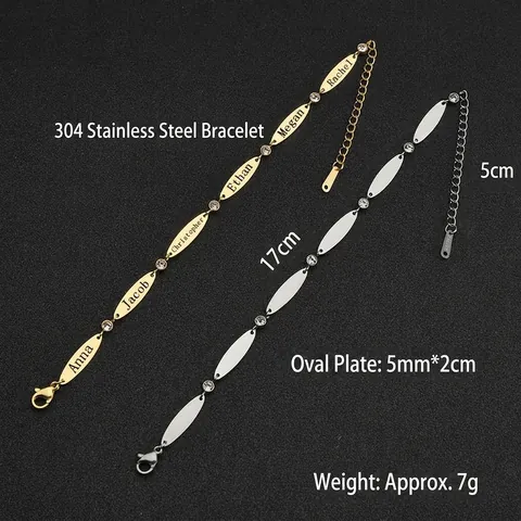 Bracciale a Catena Minimalista in Acciaio Inossidabile con Disco Ovale e Strass Bracciale Lucido per Donna Gioielli di Moda