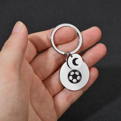 Minimalist Stainless Steel Keychain Double Round Pendant Mirror Polished Key Ring Holder Accessories For Men Women
