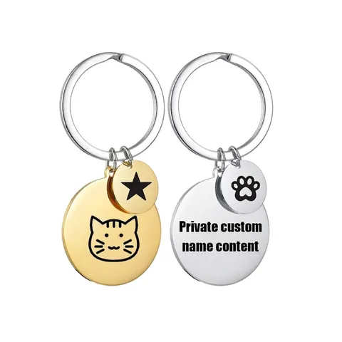 Minimalist Stainless Steel Keychain Double Round Pendant Mirror Polished Key Ring Holder Accessories For Men Women