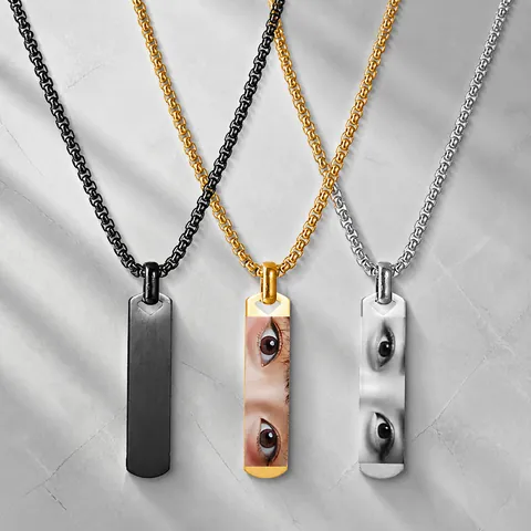 Collana Con Pendente a Barra Rettangolare in Acciaio Inossidabile Minimalista per Uomo Gioielli Geometrici Industriali