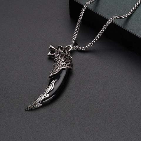Vintage Edelstahl Anhänger Halskette Punk Gothic Wolfskopf Kreuz Drache Sensenmann Hip Hop Schmuck Für Herren Damen