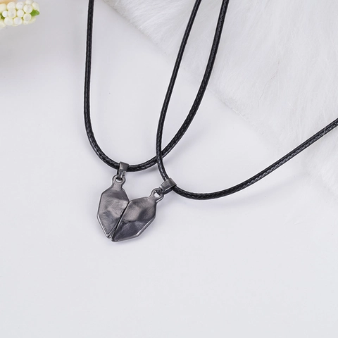 Magnetic Matching Heart Pendant Necklace Bracelet Alloy Stainless Steel Chain Wishing Stone Jewelry Valentine Gift