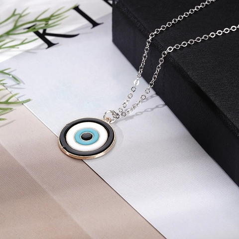 Collana con Pendente Malocchio Amuleto di Protezione Occhio Blu Turco Catena in Lega Oro Argento Gioielli Retro Etnici Regalo per Donna Uomo