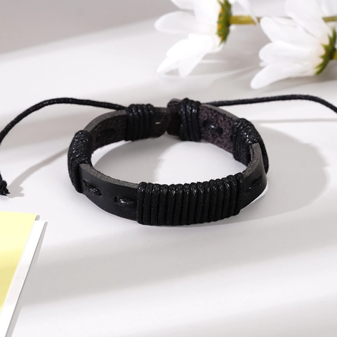 Pulsera de Hombre Multicapa de Cuero Tejido Vintage Set Retro Aleación Metal Are You Ready Punk Estilo Étnico Joyería