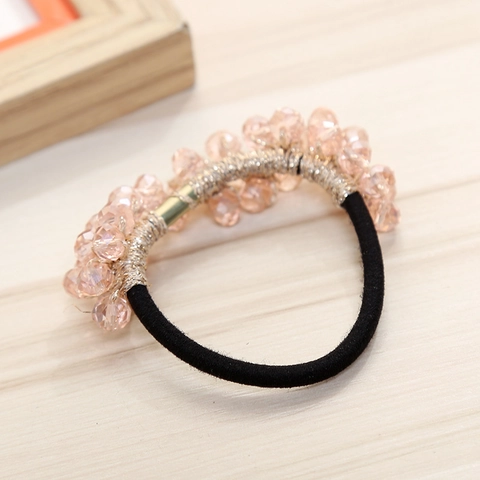 Anello per Capelli in Cristallo Artificiale Fatto a Mano Con Perline Elastico per Donna Moda Pendolare Gioielli Accessori