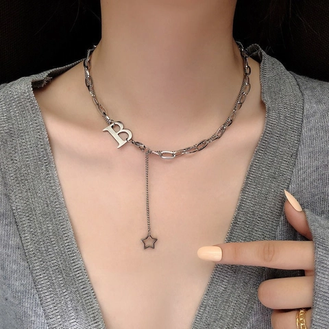 Titanium Steel Artificial Pearl Natural Stone Heart Cross Pendant Necklace Punk Trendy Rhinestone Star Planet Jewelry For Women Men
