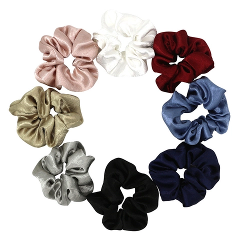 Coleteros de Satén Vintage Bandas Elásticas Grandes Plisadas para el Cabello para Mujer Coleteros Decorativos de Color Sólido