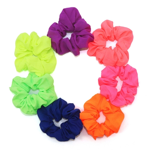 Neon Solid Color Fabric Scrunchie High Elastic Hair Tie Fashionable Large Hair Ring For Women Daily Use Hair Accessories
