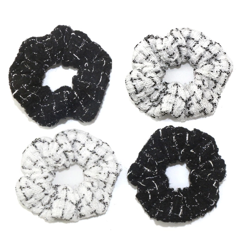 Vintage Tweed Haargummis Für Damen Koreanischer Stil Elegante Karierte Haarbänder Mit Metallfaden Leichter Luxus Haarschmuck