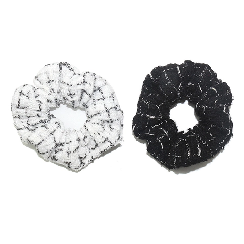 Vintage Tweed Haargummis Für Damen Koreanischer Stil Elegante Karierte Haarbänder Mit Metallfaden Leichter Luxus Haarschmuck