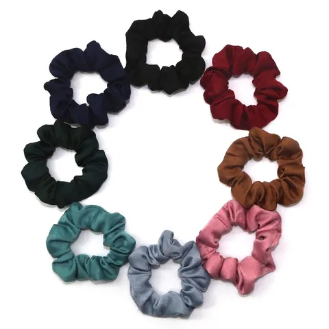 Solid Color Satin Fabric Elastic Scrunchies For Women Ponytail Holder Soft Handmade Hair Ties Fashion Hair Accessories
