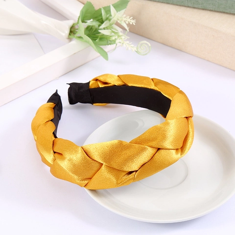Diadema Trenzada Retro Francesa Satén Terciopelo Perla Artificial Giro Ancho Diadema Alta Accesorios para el Cabello Mujer Fiesta Boda