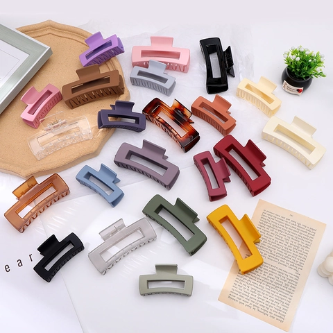 Große Geometrische Hohle Haarklammer Acryl Matt Marmor Gefleckt Rechteckig Haarspange Für Damen Haarschmuck