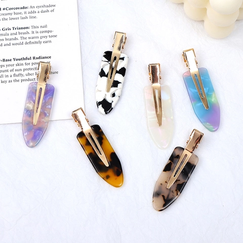 Vintage Cellulose Acetate Hair Clip For Women Leopard Tortoiseshell Marble Pattern Seamless Duckbill Clip Gold Alloy Hair Accessories