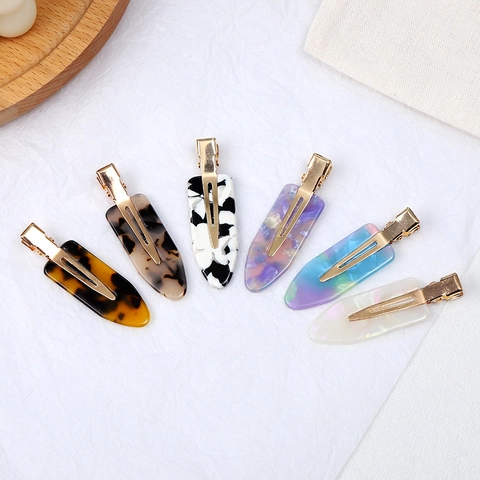 Vintage Cellulose Acetate Hair Clip For Women Leopard Tortoiseshell Marble Pattern Seamless Duckbill Clip Gold Alloy Hair Accessories