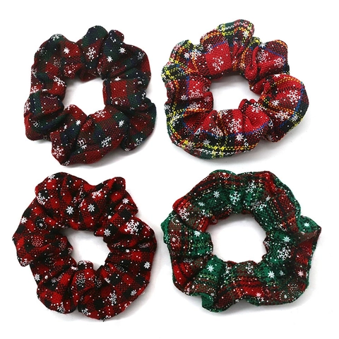 Kerst Sneeuwvlok Ruit Haar Scrunchies Voor Dames Gebreide Elastische Haarelastiekjes Winter Vakantie Haaraccessoires Ruit Houder