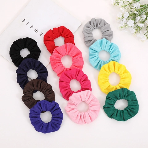 Coleteros de Tela de Punto de Color Sólido Accesorios para el Cabello Minimalistas Fruncidos para Mujer Bandas Elásticas Grandes