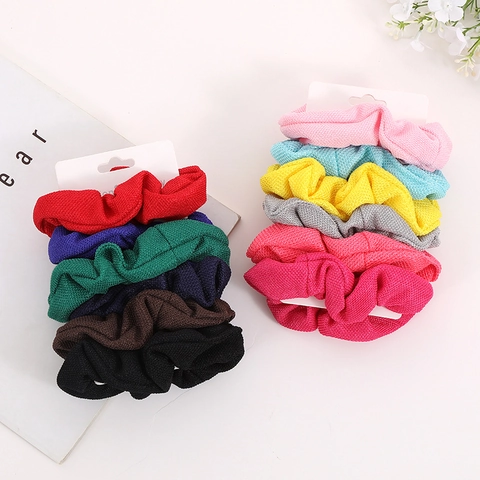 Coleteros de Tela de Punto de Color Sólido Accesorios para el Cabello Minimalistas Fruncidos para Mujer Bandas Elásticas Grandes