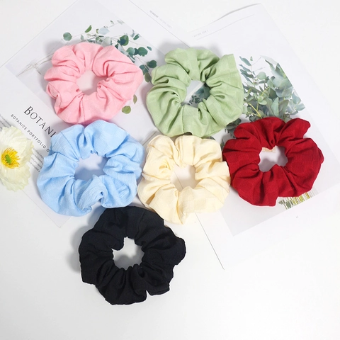Coleteros de Tela Plisada de Color Sólido Patrón de Rejilla Tejida Banda Elástica Accesorios de Moda para el Cabello Mujer