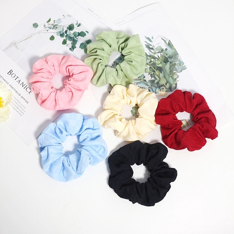 Coleteros de Tela Plisada de Color Sólido Patrón de Rejilla Tejida Banda Elástica Accesorios de Moda para el Cabello Mujer