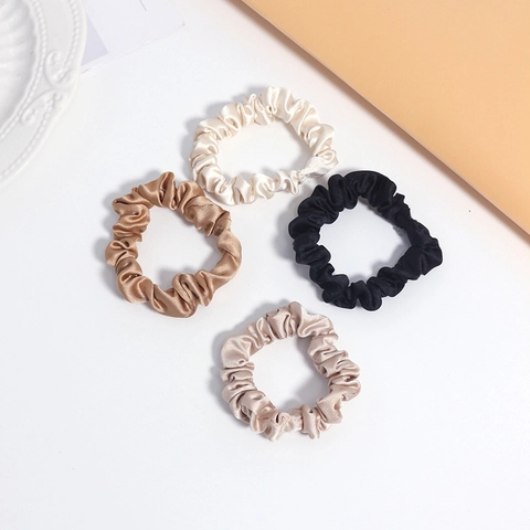 Elegant Minimalist Satin Scrunchies For Women High Elasticity Hair Ties Hair Ring Accessories Solid Color Hair Bands Circle