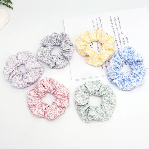 Elastici per Capelli Floreali in Stile Francese Morbido Tessuto Plissettato per Viaggio Quotidiano Moda Elegante Donna Accessori