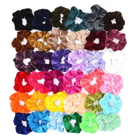 Coleteros de Terciopelo de Lujo Gomas Elásticas para el Pelo Color Sólido Grandes para Mujer Accesorios de Pelo Vintage